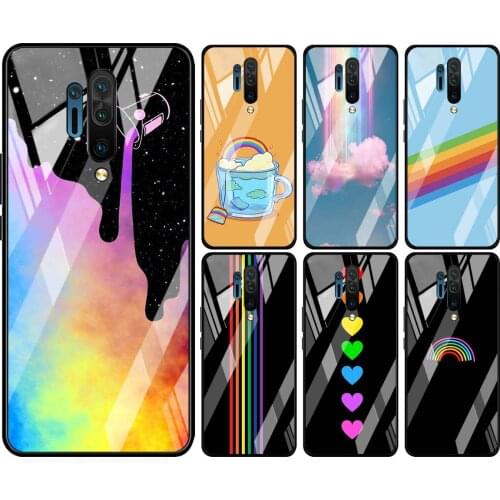 Tempered Glass Hot New Shell Luxury Cover Fashion Rainbow Art For Oneplus 7 7T 8 Z 8 8T 9 9R Nord PRO 5G Phone Case