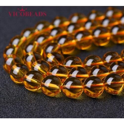 Natural Citrines Crystal Yellow Quartz Round Beads 15" Strand 4 6 8 10MM Pick Size For Jewelry Making DIY Bracelet AAAAA Quality