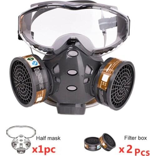 Full Face Gas Mask With Safety Glasse Spray Paint Chemical Pesticide Decoration Formaldehyde Anti-Dust With Filter Respirator