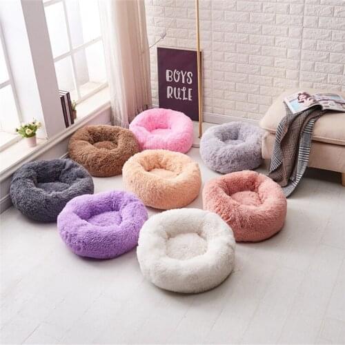 S283 40-100cm Warm Fleece Dog Bed Round Pet Lounger Cushion For Small Medium Large Dogs Cat Winter Dog Kennel Puppy Mat Pet Bed