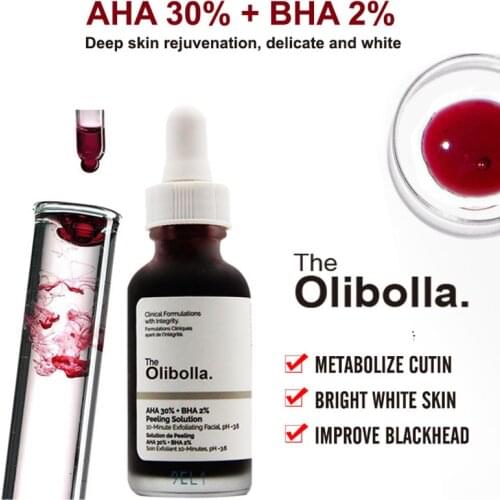 AHA 30% + BHA 2% Peeling Solution 10 Minute Exfoliating Facial Acne Treatment Fade Fine Lines Unblock Pores Serum