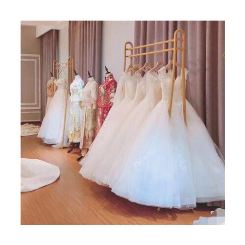 Golden wrought iron wedding dress dress cheongsam display rack clothing store shelf floor dedicated studio wedding dress shelf