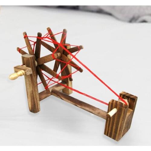 Traditional Mini Spinning Wheel Exquisite Detail Great Accessory Wooden Simulation Farm Tool Spinning Wheel for Children