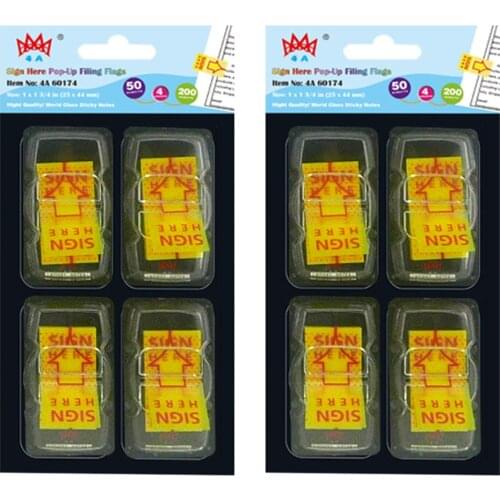 4A Pop-up Flags Set,Neon Color Page Marker Fluorescent Color Index Label,Transparent Tabs,800 Flags Total,4A 60174-Sign Herex2