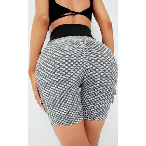 CHRLEISURE Honeycomb Fitness Women Leggings High Waist Booty Lfiting Push Up Pants Seamless Workout Gym Ankle Short Leggings