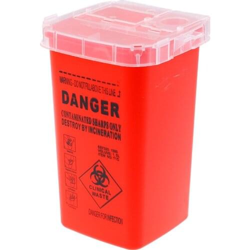 1L Capacity Sharps Container Medical Needles Bin Biohazard Tattoo Piercing Needles Disposal Collect Box Tattoo Artist Waste Box