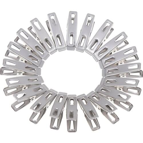 20Pcs Stainless Steel Clothes Pegs Hanging Clothes Pins Beach Towel Clips Household Bed Sheet Clothespins