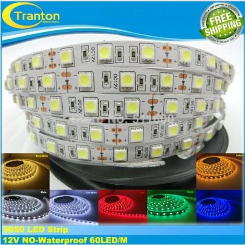 2015 Super Bright 5m/lot 300 LED Strip 5050 12V Flexible Light 60 leds/m,White Warm White Red Greed Blue Yellow RGB
