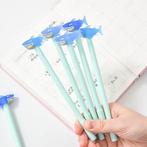 24pcs Cartoon Fantastic Shark Whale Smooth Gel Pen 0.5mm Ballpoint Black Ink Pens Kids Gift Stationery School Supplies H6483