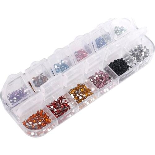 2400pcs 2mm 12colors Rhinestones Nail Art Decorations Round Acrylic Rhinestone With Hard Case DIY Nail Art Decorations