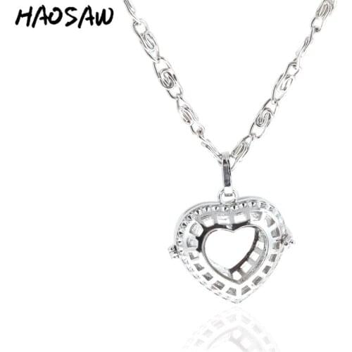 27mm Rhodium Necklace Heart Out Shape Hollow Cage Retro Alloy Material For Women Jewelry Gift Necklact Delicate Pendnt Findings