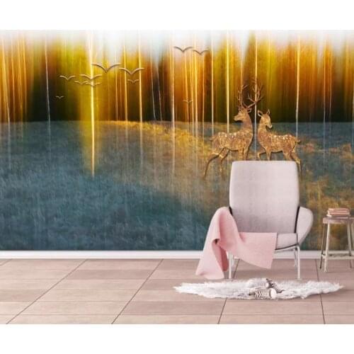 3D Wallpaper Murals Custom For Living Room Bedroom Kitchen Home Decor European Golden Woods Bird Elk Background Wall