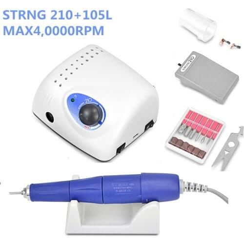 35K/40K/45K Authent 65W Electric Nail Drill Machine Strong 210 plus 105L 102L 2.35mm Model Manicure Pedicure Nail File Bit