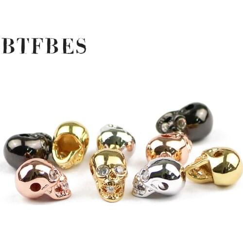 BTFBES 4pcs AAA White CZ Inlay Eye Skull Copper Beads Scary Necklace decoration Bead For Jewelry Bracelet Making DIY Accessories