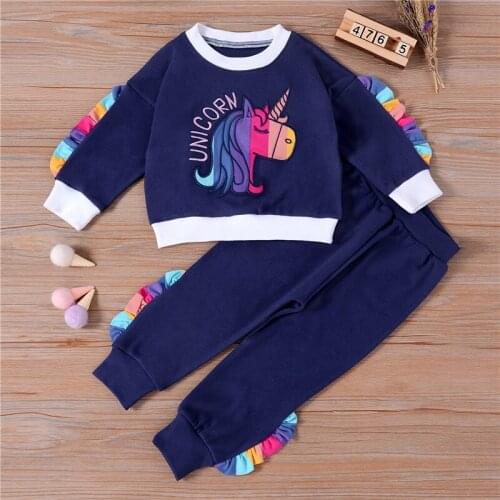 Children Clothing Unicorn Jacket Suit Summer Breathable Girls Baby Kid Clothes Long Sleeved Pants Fashion Cartoon