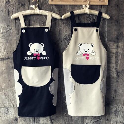 Apron for Women with Hand Wipe Towel Cute Bear Funny Kitchen Apron with Big Pocket Couple Cooking Apron Baking Gardening BBQ