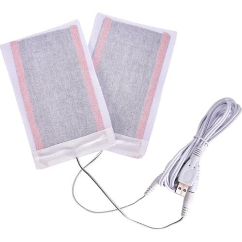 2pc USB Heating Film Electric Infrared Fever Heat Mat 5V Carbon Fiber Heating Pad Winter Warm Arm Waist Heat Glove Random Color
