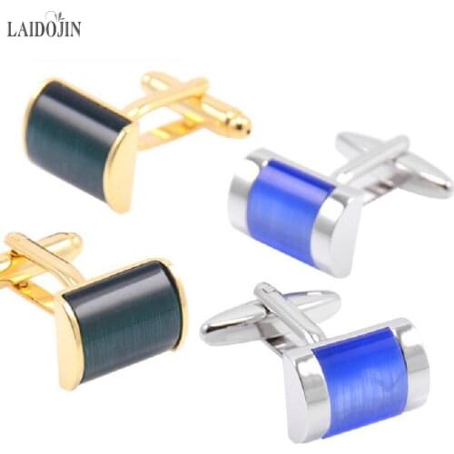 LAIDOJIN Luxury 2 Colors Stone Cufflinks for Mens Shirt Cuff Accessories High Quality Blue Cufflink Fashion Brand Jewelry Design