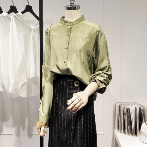 2020 Summer New Chiffon Women Blouse Solid Loose Simple Casual Office Lady Elegant Shirts Outwear Tops