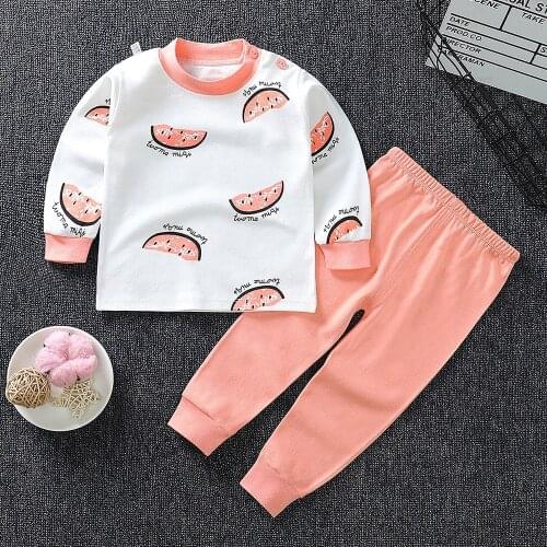 Fashion Childrens Autumn Pajamas Clothing Set Newborn Boys Girls Sleepwear Suits Kids Long Sleeves Top+pants 2pcs Baby Clothes