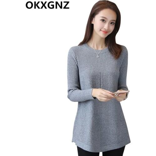 Fashion Women Sweaters Dress Pullovers 2019 New Winter Long Sleeve O-Neck Mini Knitted Sweater Knitwear Casual Jumper Tops M41