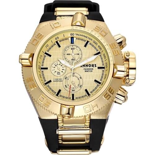 Top Luxury Brand SHHORS Watches Big Dial Men Sports Watch Luxury Men Quartz Watches Silicon Band montres homme mannen horloge