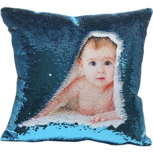 Custom Cushion Cover DIY Customized Mermaid Sequin Throw Pillow Home Decor Changing Reversible Pillowcase Cushion 40*40CM