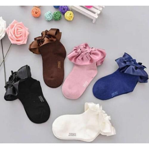 Girls socks treasure princess lace cotton socks children short ankle socks satin pattern