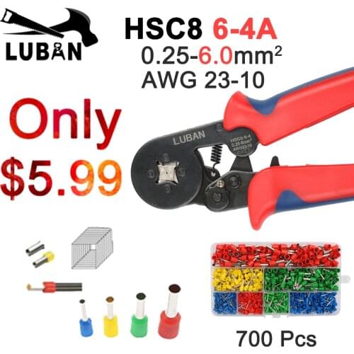 HSC8 6-6 HSC8 6-4 MINI-TYPE SELF-ADJUSTABLE CRIMPING PLIER 0.25-6mm 6-16mm multi tools hands pliers TOP BRAND
