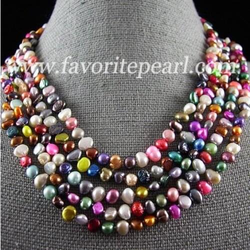 Favorite Pearl Necklace Rainbow Color 6-7mm 100 inches Natural Freshwater Pearl Long Necklace Handmade Charming Women Jewelry