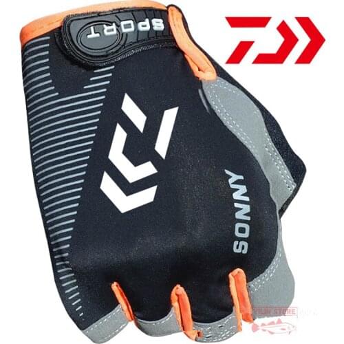 Daiwa Men Women Gloves Quick Dry Half Finger Fishing Gloves Breathable Hunting Anti-Slip Outdoor Camping Cycling Sport Gloves