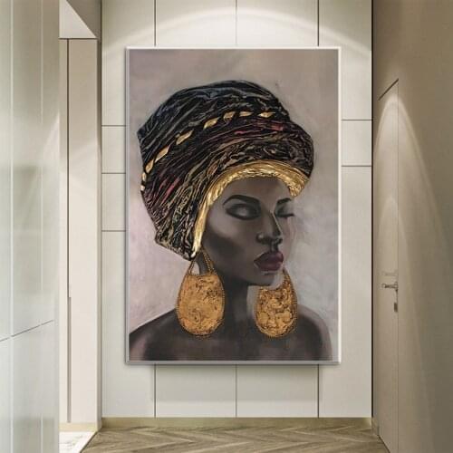 National Style Women Canvas Painting African Black Woman Abstract Wall Art Pictures Poster Modern Living Room Decor Prints Mural
