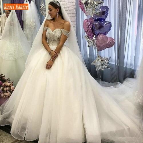 Fabulous Africa Crystal White Wedding Dress 2021 Sweetheart Bling Beaded Lace Up Tulle Ball Gown robe de mariée Bride Princess