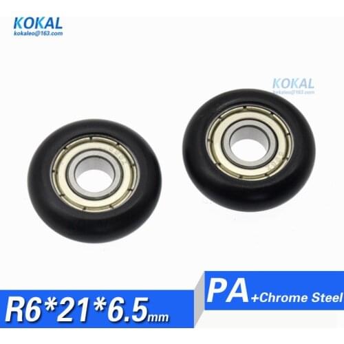 [R0621-6.5] 1PCS minisize micro marking punch ball bearing wheel 696 PA nylon black round type DIY fitting pulley 6*21*6.5mm