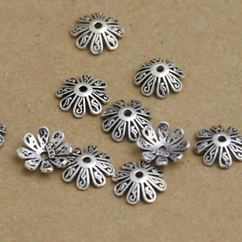 Handmade 925 Silver Beads Caps Jewelry DIY Bead Cap Sterling Silver Jewelry Accessories Carved Bead Cap