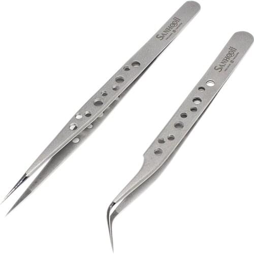 Anti-static Curved Straight Tip Forceps Superhard Eyelash Extension Tweezers Nail Rhinestone Decorations Picking Forceps Tools
