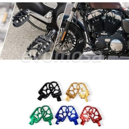 CNC Wide Foot Pegs 360° Rotating MX Chopper Bobber Style for Harley Dyna Sportster Fatboy Iron 883 Black/Gold/Red/Blue/Green