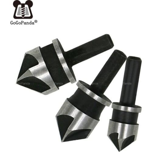 3 PCS Round Handle Five Chamfering Machine 90 Degree Chamfer Cutter Blade 12-19 Mm Countsink Drill Bit Suit Woodworking