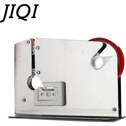 JIQI Stainless steel Tape Cutter Dispenser Supermarket Plastic Bag Sealing Machine Food Packing Sealer Mini Fruit Stapler Packer