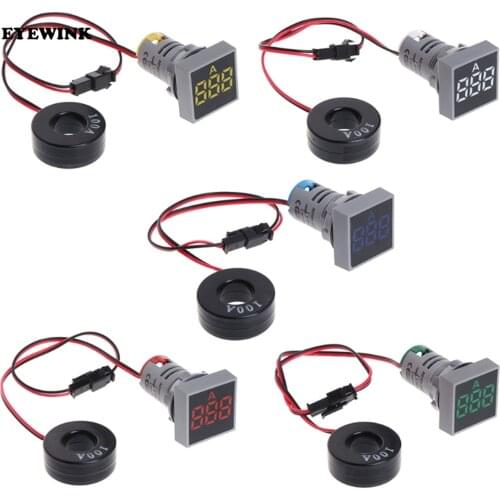 LED Digital Display Amper Meter Current Indicator 0-100A Square type AD101-22AMS Signal Light Ammeter Tester Measuring