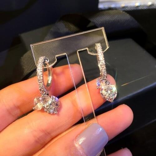 High Quality Trendy Cubic Earrings Hoop New Trendy Personality For Women Round Zircon Temperament Long Tassel Ears Jewelry