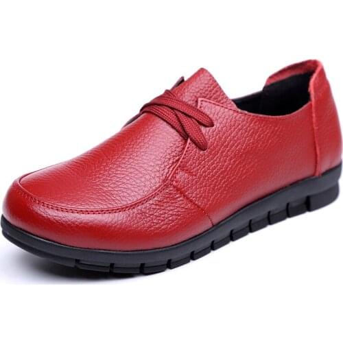 New 2018 Autumn Lace-Up Flats Shoes Women Moccasins Soft Genuine Leather Women Shoes Female Casual Shoes 35-43 XKD8019