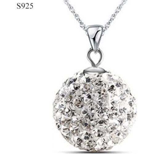Female Genuine Real Pure Solid 925 Sterling Silver Pendant for Women Fine Jewelry Cubic Zircon Crystal Ball Gift No Necklace
