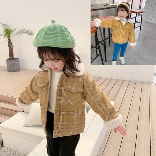 2019 Baby Girl Winter Coat boys girls Fashion Plaid Corduroy thick Warm coats Jackets Kids Childrens Clothing Overcoat