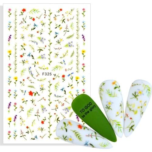 1 Sheet Spring 3D Nail Sticker Flower Leaves Slider Transfer Nail Stickers Nail Art DIY Transfer Sticker Decals Decoration