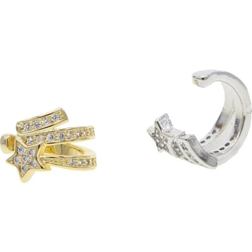 1 piece no pierced Micro pave cz cute lovely shooting star cuff earring clip on earrings for women fashion trendy jewelry