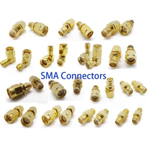 10Pcs SMA Connector Adapter SMA / RP-SMA to SMA / RPSMA Male Plug & Female Jack Straight & Right angle RF Coaxial connector
