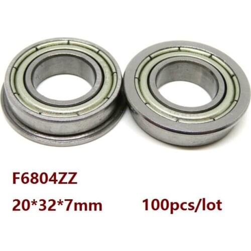 100pcs/lot F6804ZZ F6804 ZZ Double metal cover 20*32*7mm Flange Ball Bearing Thin Wall Deep Groove Ball bearing 20×32×7mm