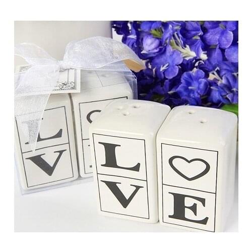 LOVE Salt & Pepper Shakers 12sets/lot=24pcs/lot for Wedding Decoration Articles Party Favors Supplies Free Shipping