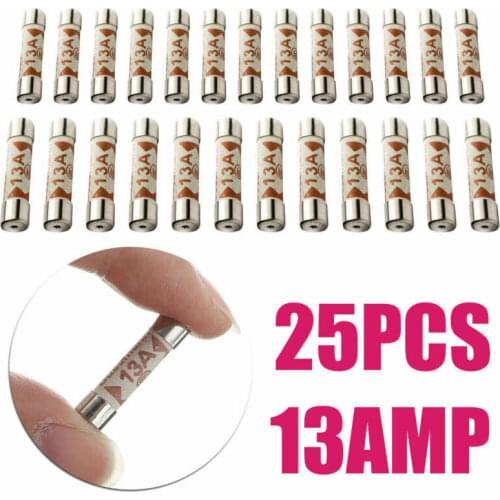 25Pcs 13A household fuse plug top household British power supply 13amp riot ceramic plug fuse